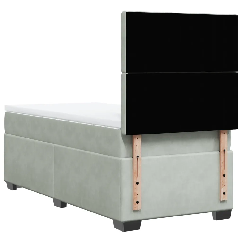 Giroletto a Molle con Materasso Grigio Chiaro 100x200cm Velluto 3290846