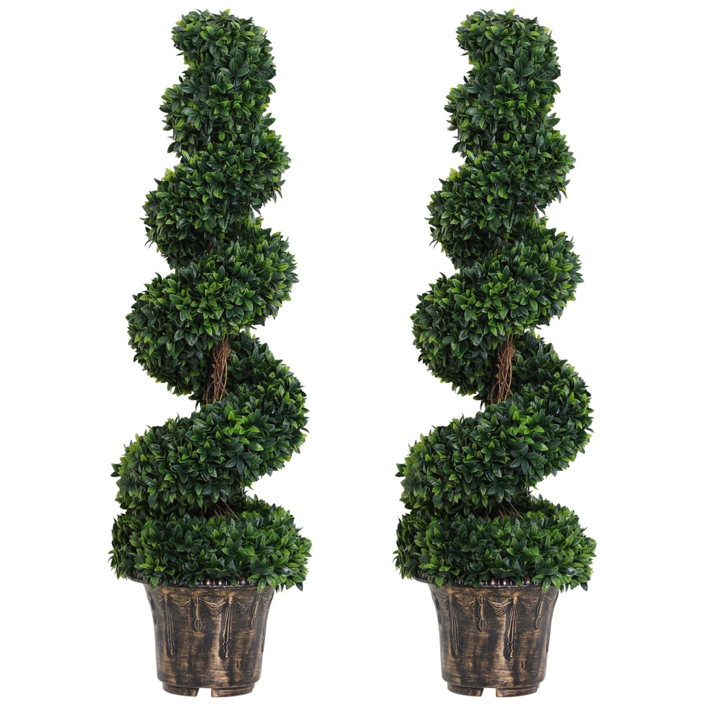 Set Piante Artificiali Bosso Spirale ¨C Minimal ¨C Verde Vaso ?32x120 cm