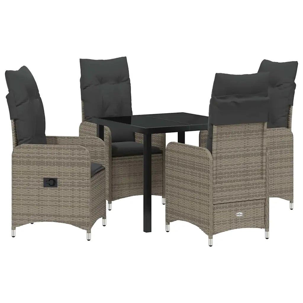 Set da Pranzo per Giardino con cuscino 5 pcs Grigio polyrattan 3379647