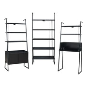 Set di 3 mobili composto da 2 mensole una scaletta e una scrivania nera 03_0009384