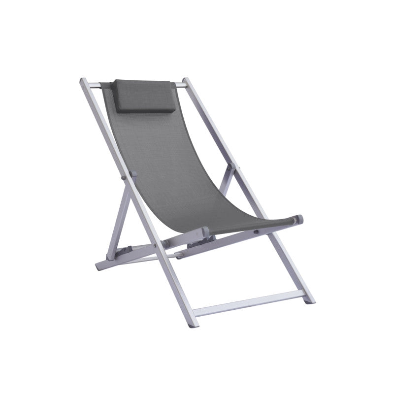 Set di 2 Sdraio Mare Professionale Alluminio E Textilene Grigio Moia