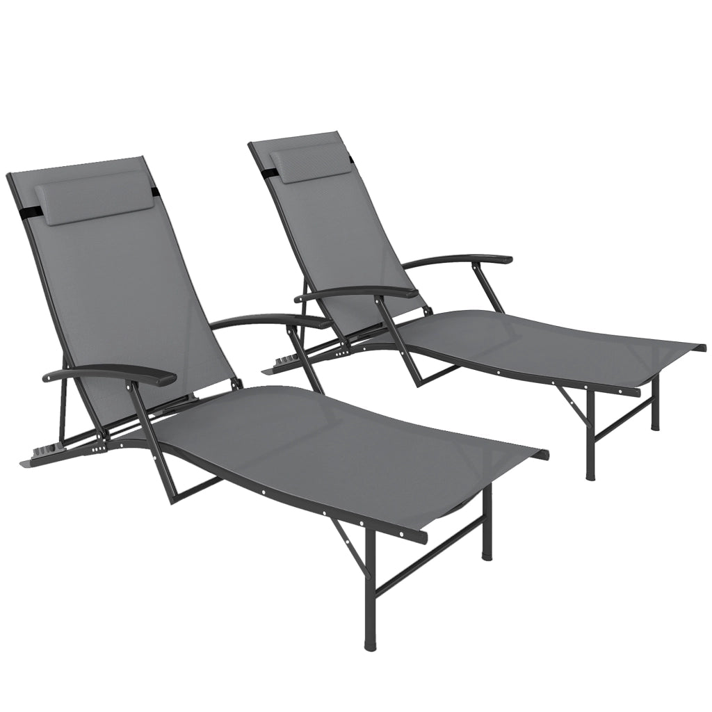 Sdraio da Giardino Pieghevole con Cuscino ¨C Zephmum ¨C Grigio