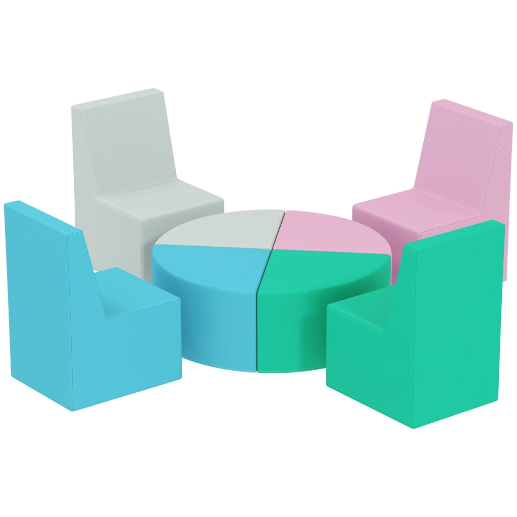 Set Motricit¨¤ Bambini 8 Pezzi ¨C Xylo ¨C Tavolo Sedie Moduli Morbidi Multicolore