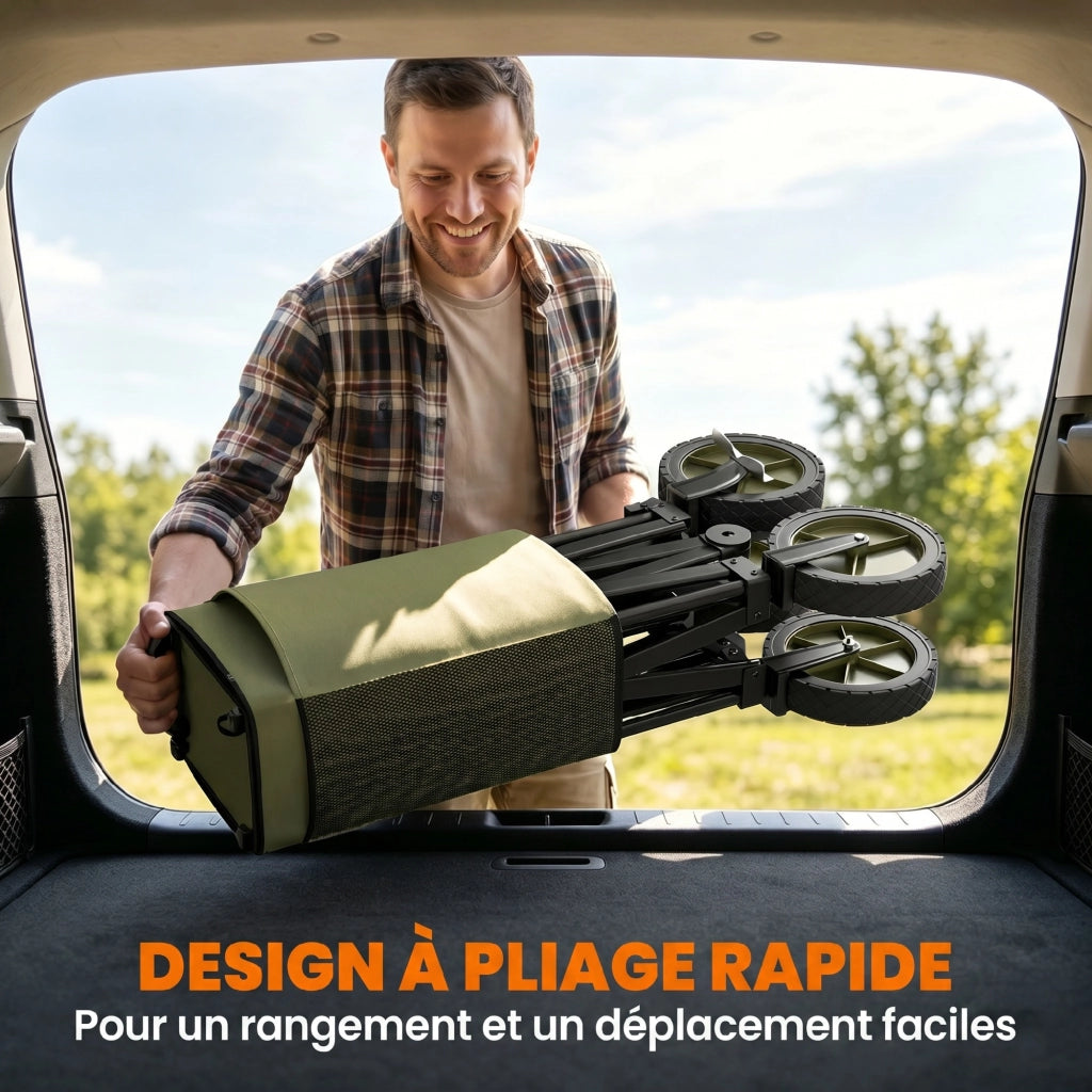 Carrello da giardino pieghevole 4 ruote ¨C zephmum ¨C bache amovibile