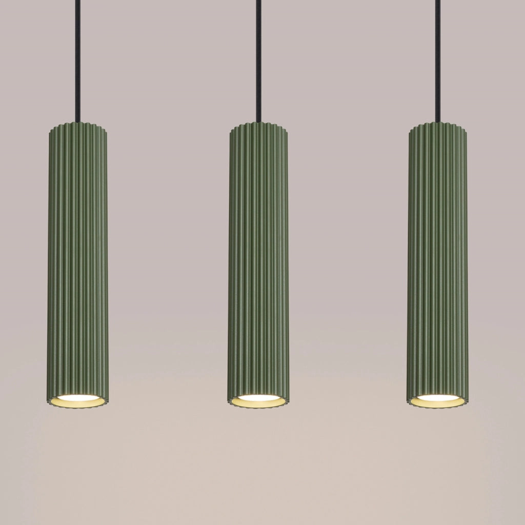 Lampada a sospensione KARBON 3L verde oliva