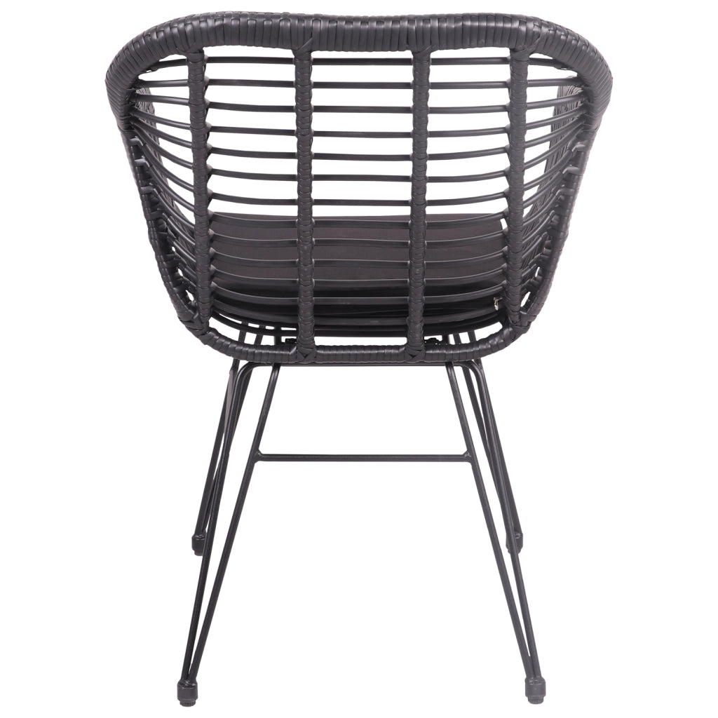 Set di 2 poltrone in rattan sintetico nero con cuscini CINTA