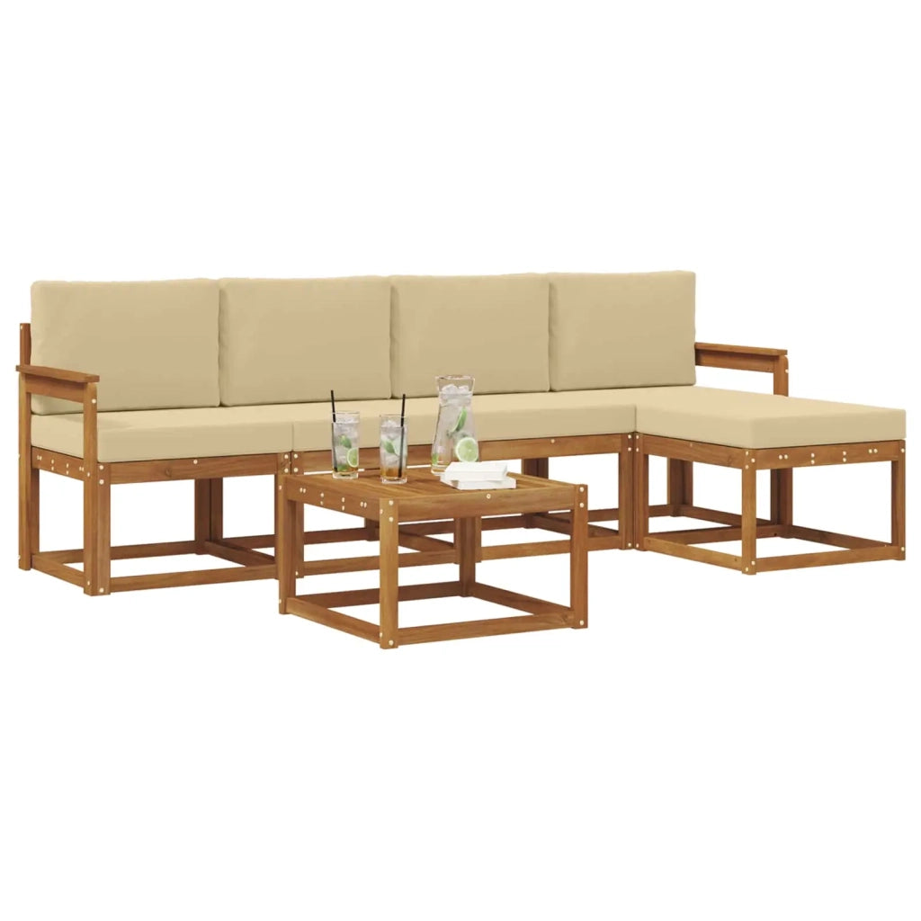 Set di divani da esterno con cuscino 6 pcs Naturale e Beige 3366281