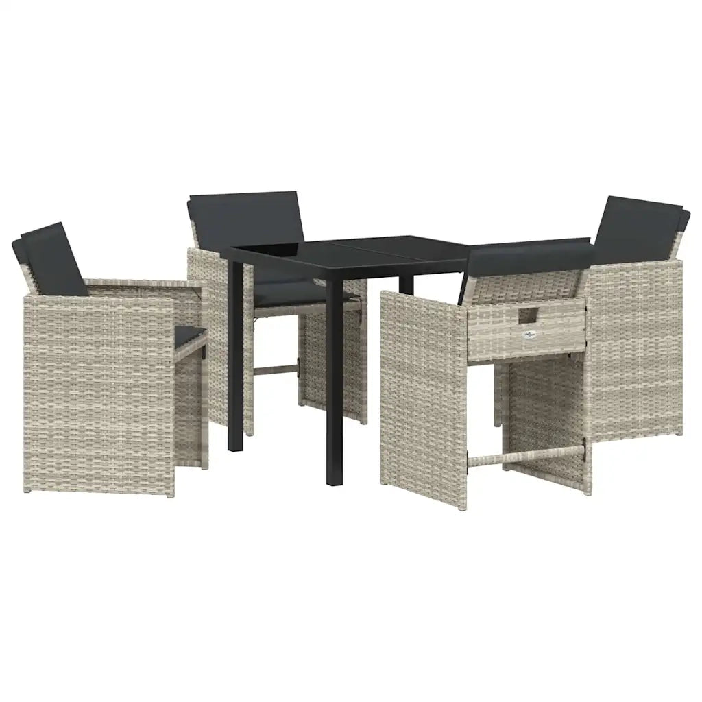 Set da Pranzo per Giardino 5 pcs Grigio chiaro polyrattan 3380705