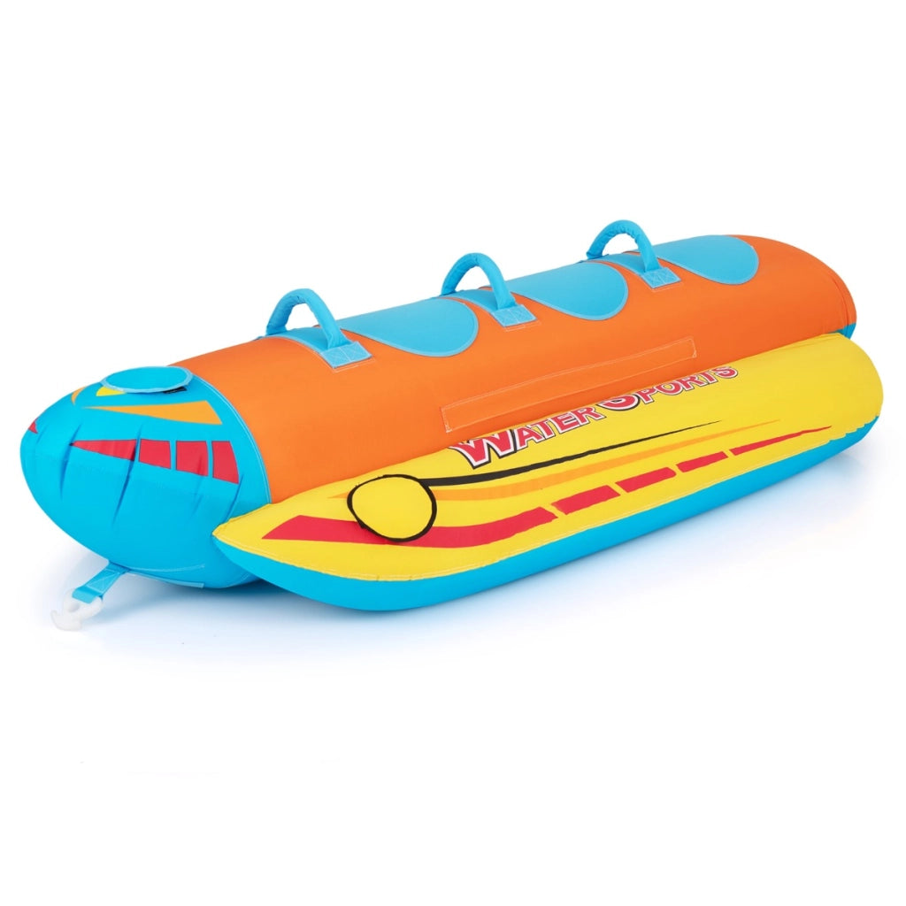 Gommone a banana gonfiabile per 3 persone, Tubo trainabile per sport acquatici e nautici con 3 maniglie imbottite