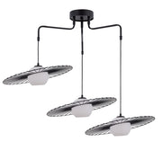 Sigma Lighting Sol lampada sospesa nera 3 luci E27 vetro bianco