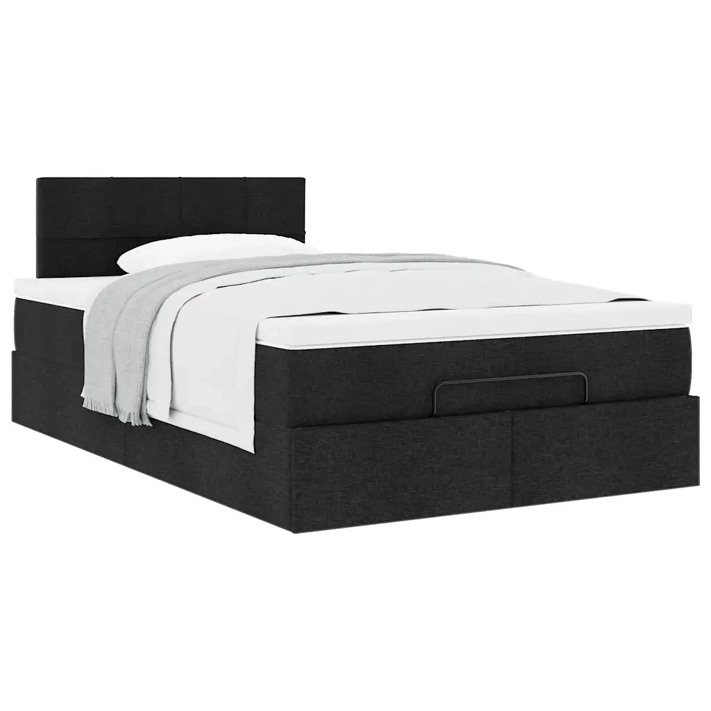 Pouf Letto con Materasso Nero 120x190 cm in Tessuto 3311361