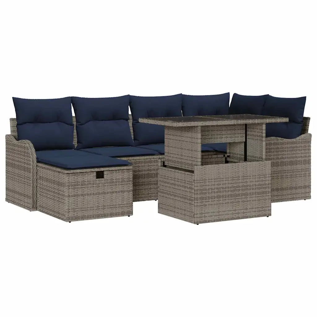 Set Divano da Giardino 7 pz Grigio polyrattan 3359722