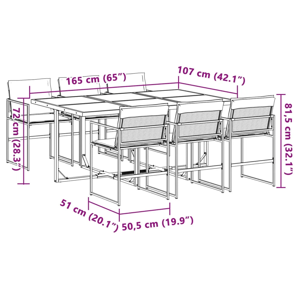 Set da Pranzo da Giardino 7 pz con Cuscini Bianco in Textilene 3295104