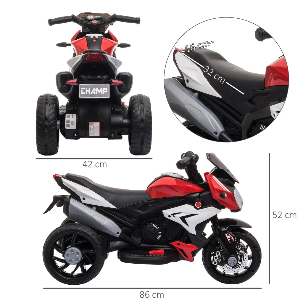 Moto Elettrica per Bambini 6V  Nera e Rossa