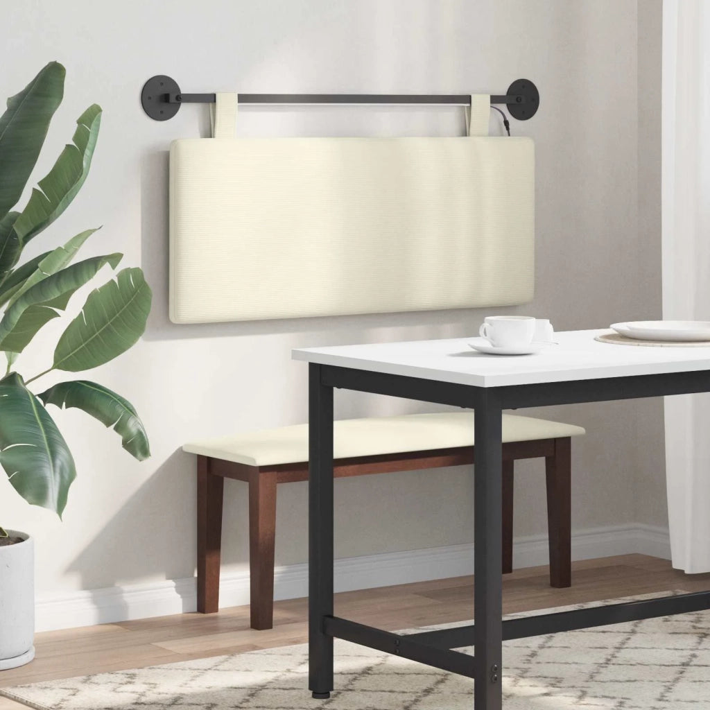 Testiera | Testata sospesa Con luce LED Crema Tessuto in Cords