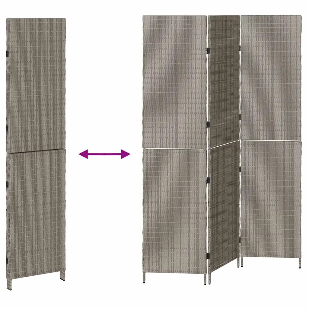 Divider per stanze | Paravento | Divisorio Ambienti Grigio 146 x 180 cm polyrattan