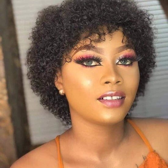 Parrucca afro a onde con coda di capelli reali per donne