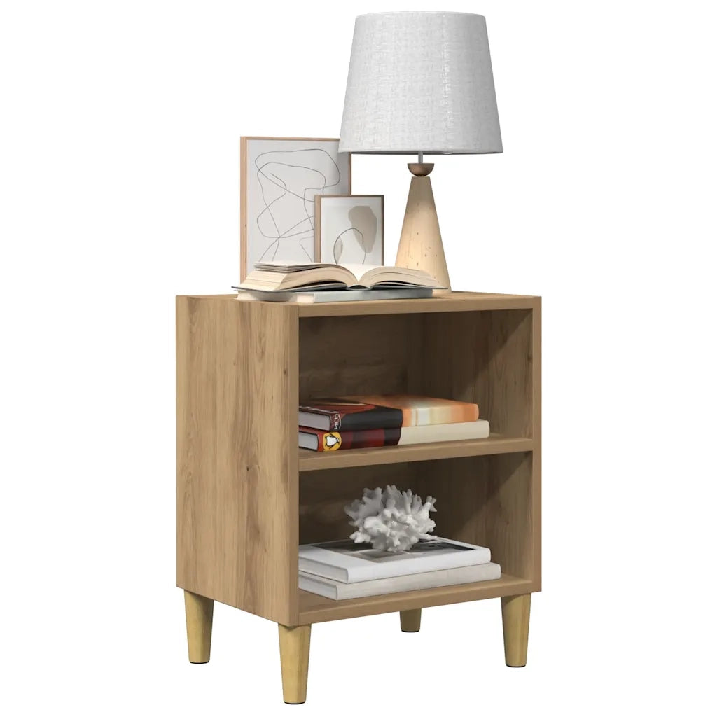 Comodini Rovere Artigianale 2 pz 40x30x50 cm Legno Multistrato 856419
