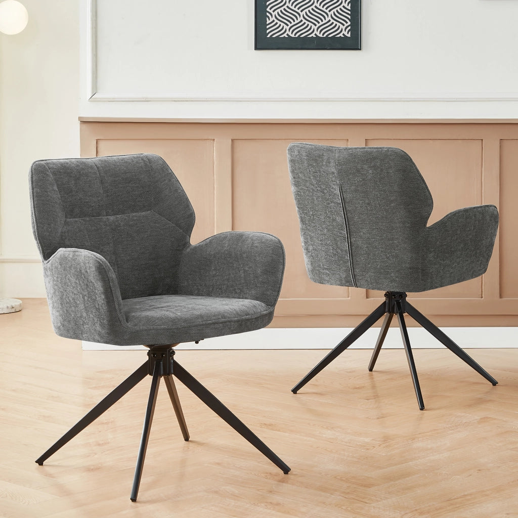 SEDIA Girevole Set da 2 pezzi 60 x 56 x 59 cm Chenille Grigio Scuro