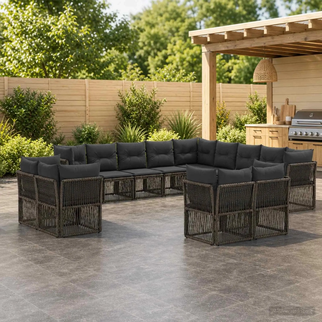 Set Divano da Giardino 13 pz Grigio polyrattan 3434435