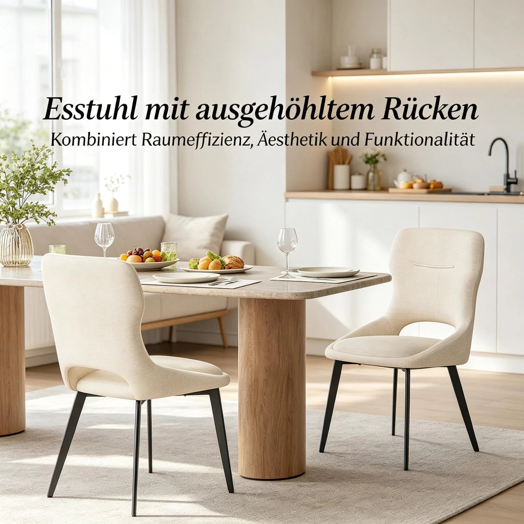 Sedia da Pranzo Set da 4 con Braccioli e Piedini Regolabili in Ciniglia Beige