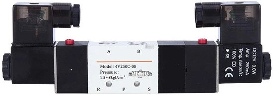 Valvola elettromagnetica pneumatica 5 vie - 12V DC - 1/4" BSP - Funzionamento affidabile - Regolazione efficiente - Adatta per diverse applicazioni...
