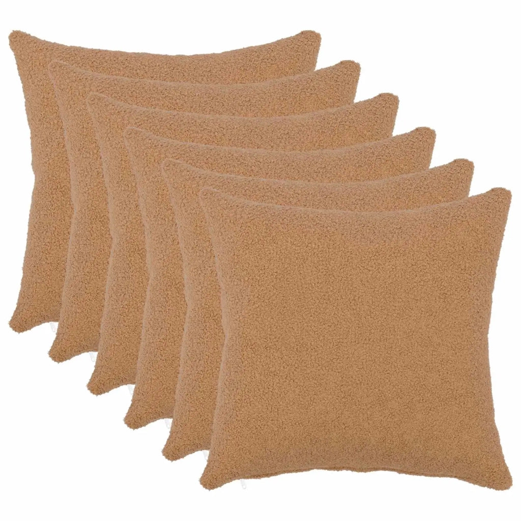 Federa 6 pcs HEERLEN Beige 45 x 45 cm Bouclé 910439