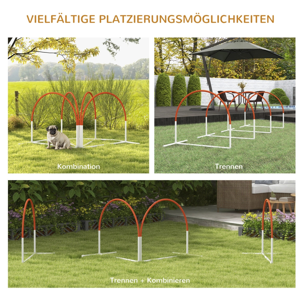 Set per cani Agility 4 pezzi ¨C zephmum ¨C bianco+arancione 89x69x99 cm