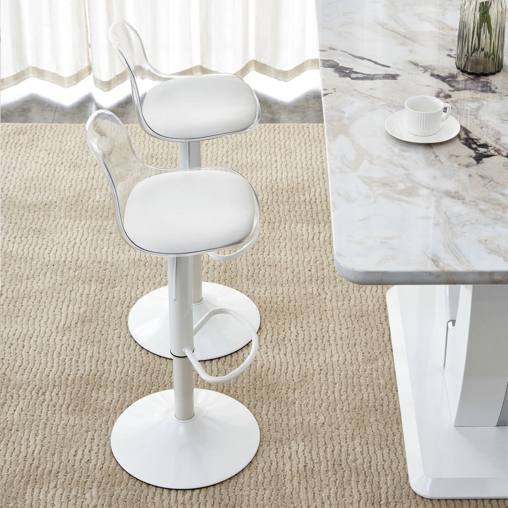 SGABELLO DA BAR Regolabile 82-104 cm Trasparente e Bianco Set da 2 pezzi