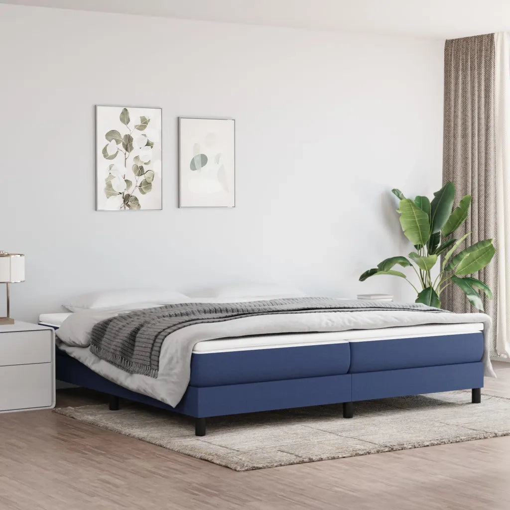 Struttura Letto a Rete a Molle Blu 200x200 cm in Tessuto 3120546