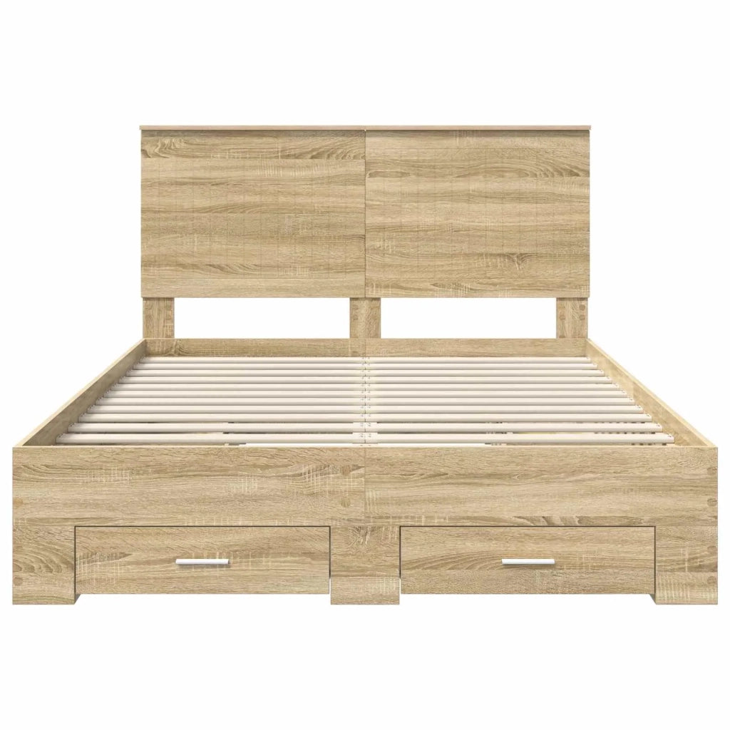 Struttura del letto con testiera-Giroletto con Testiera Rovere Sonoma 135 x 190 cm 821296