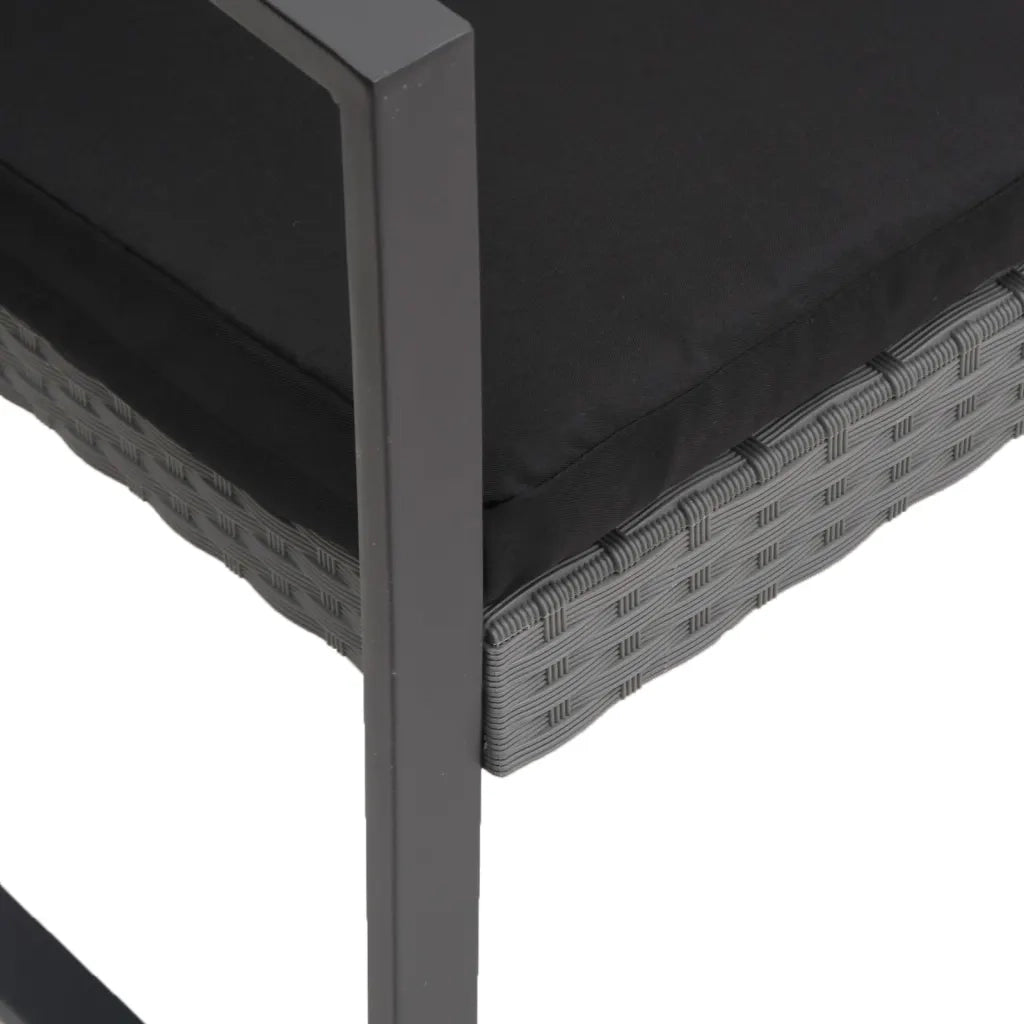 Panca da Giardino a 2 Posti con Cuscini Rattan PP Grigio Scuro 360211