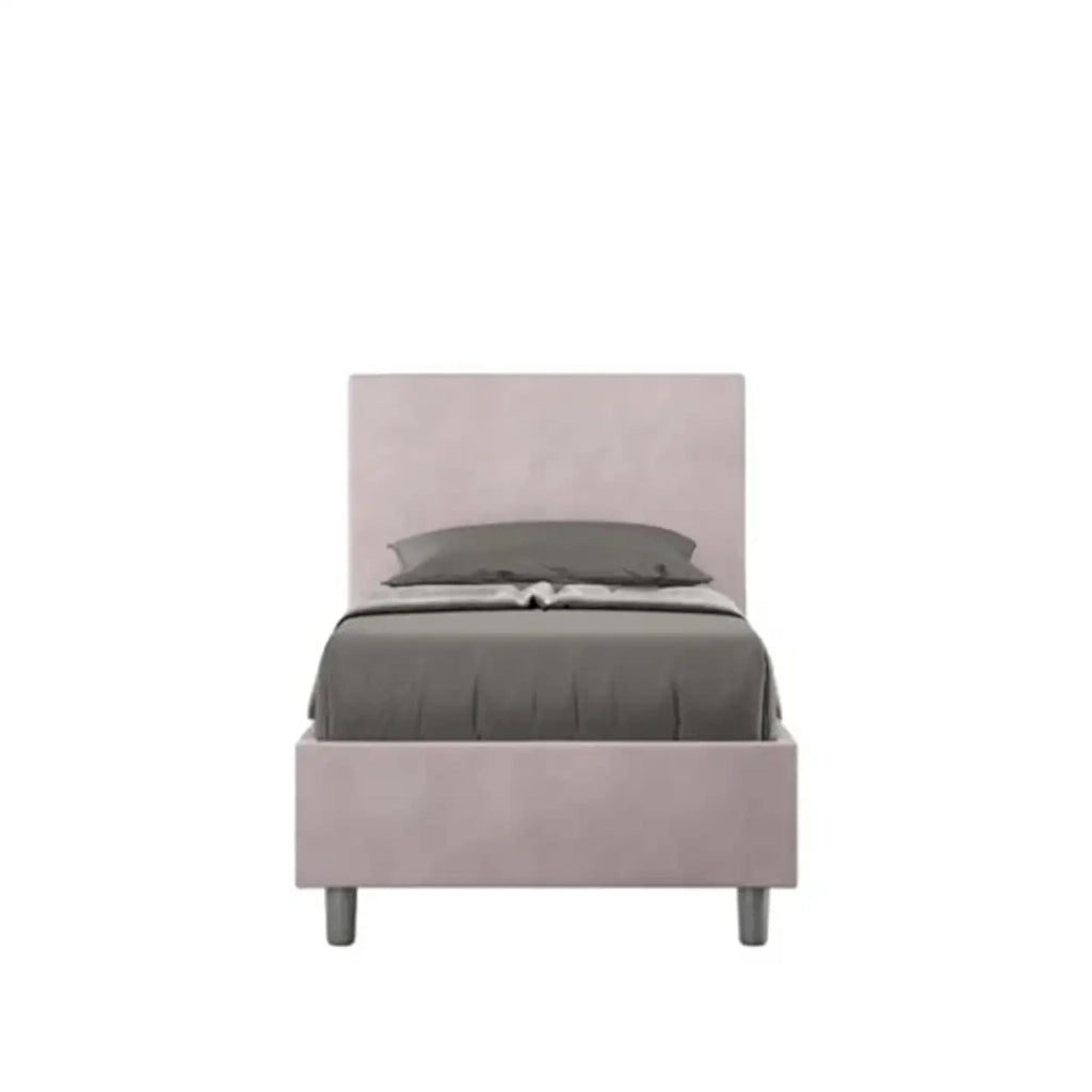 Letto singolo con rete imbottito 80x210 microfibra glicine Adele