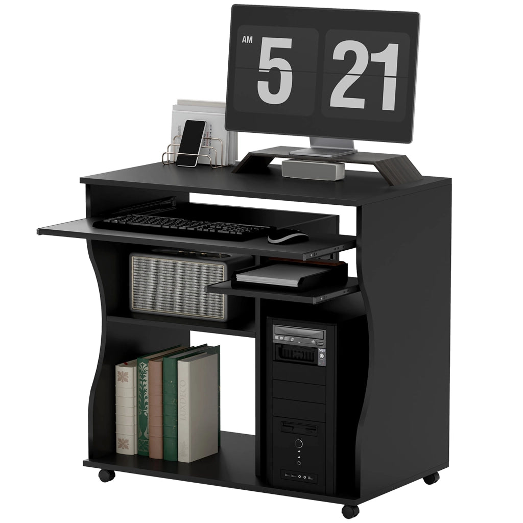 Scrivania con ruote e cassetti ¨C Minimal ¨C Nero 80x48x75 cm