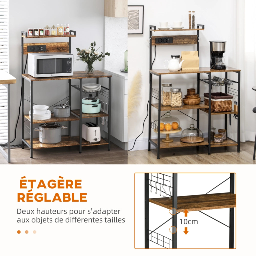 Tavolo da cucina con ripiani ¨C Minimal ¨C 90x42x130cm marrone stile industriale