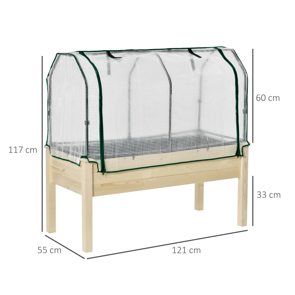 Letto Rialzato da Giardino ¨C Xylo ¨C Legno di Abete con Copertura PE, 121x55x117 cm