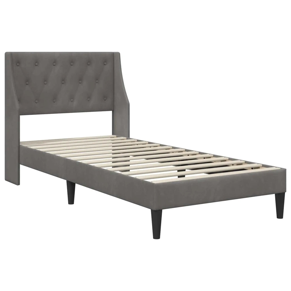 Struttura letto con materasso-Giroletto Grigio scuro 100 x 200 cm Velluto 534940