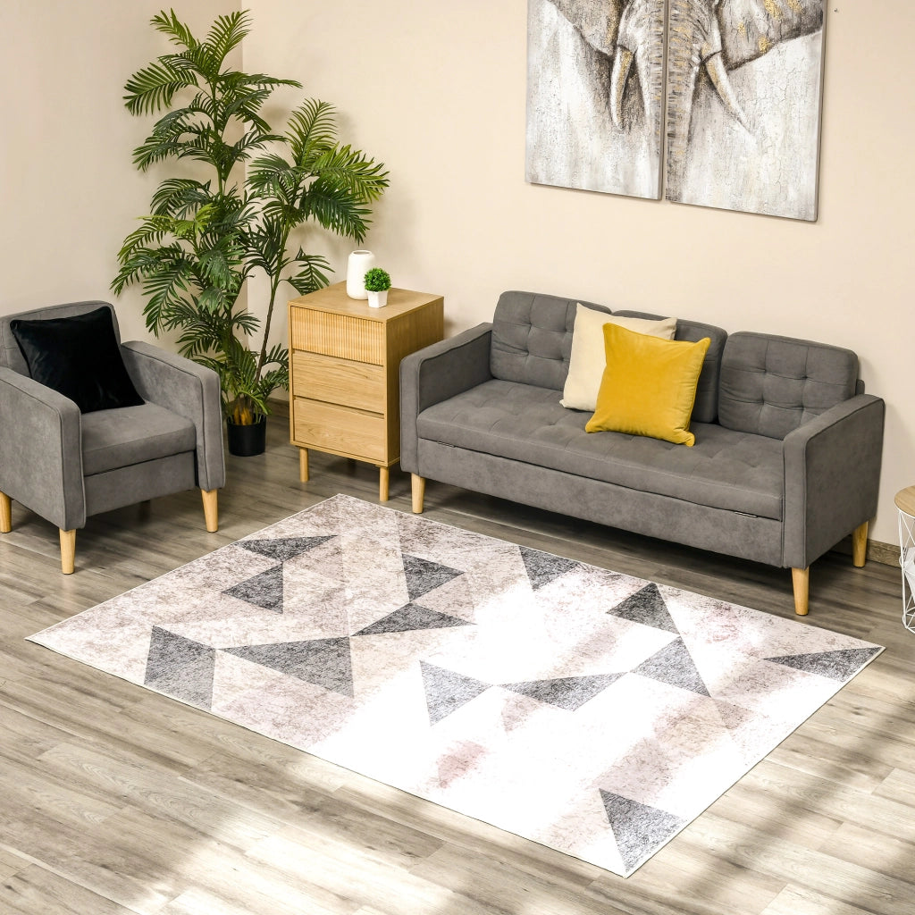 Tappeto Moderno Velluto Geometrico ¨C Zephmum ¨C Grigio 230x160 cm