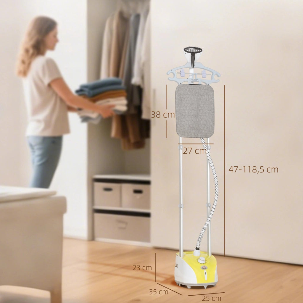 Stiratrice Verticale a Vapore ¨C Xylo ¨C 1950W 2L 11 Livelli Temperatura Asta Telescopica Giallo