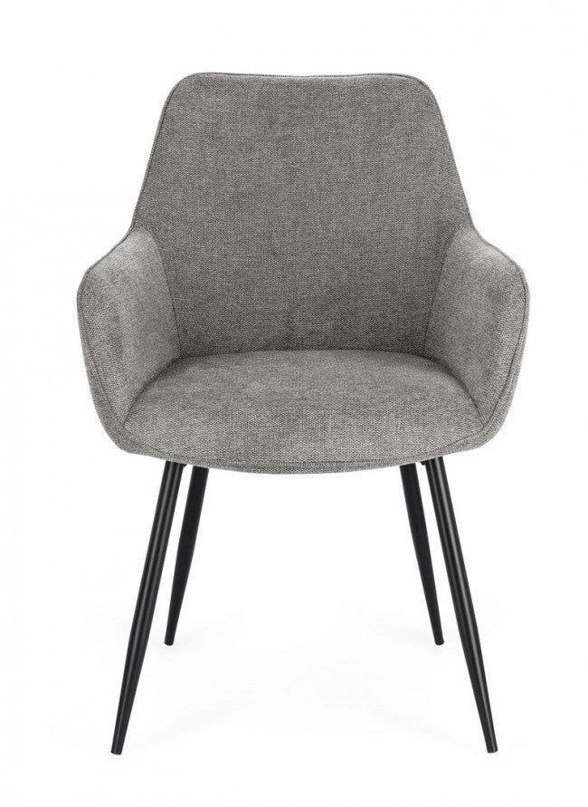 Set 2 Sedie 58x63x85,5 cm Cora in Tessuto Nero e Grigio Scuro