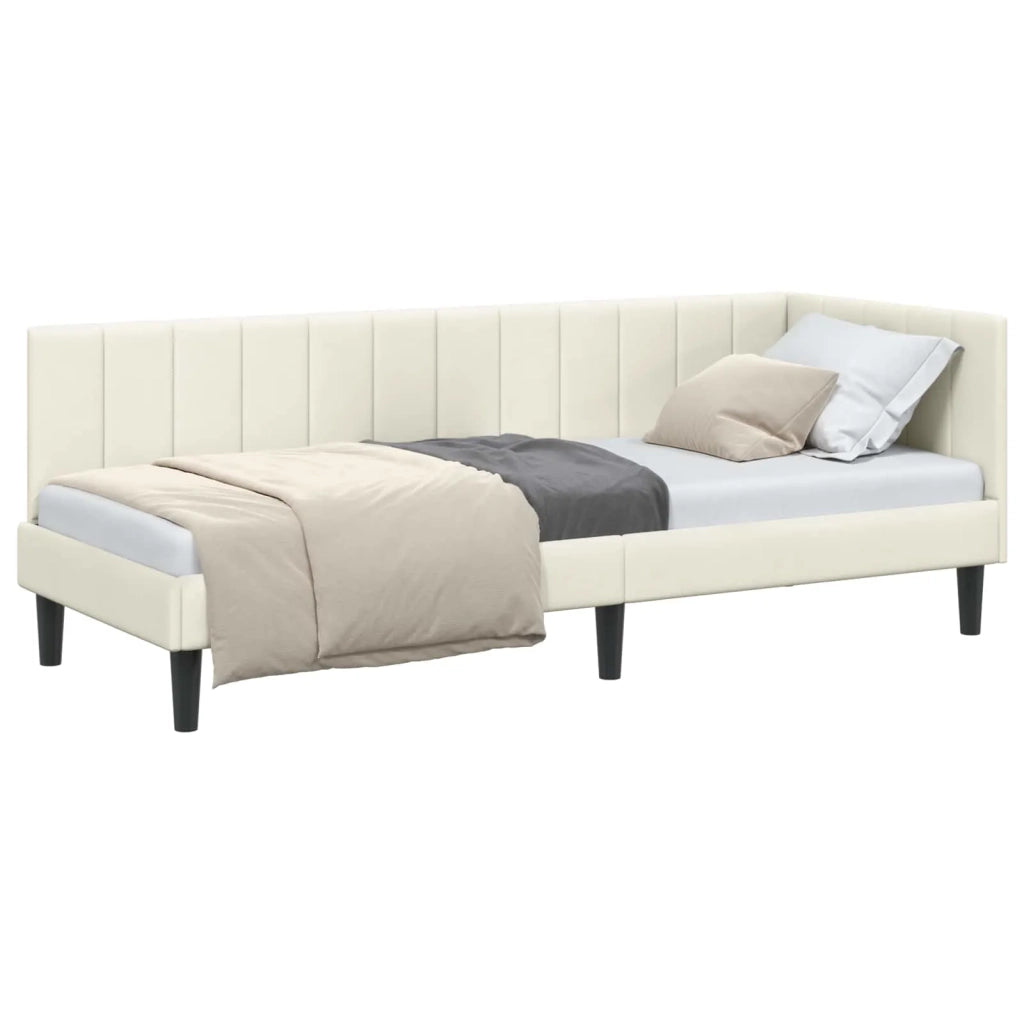 Cornice del letto ad angolo Crema 80 cm x 200 cm Velluto 42016335