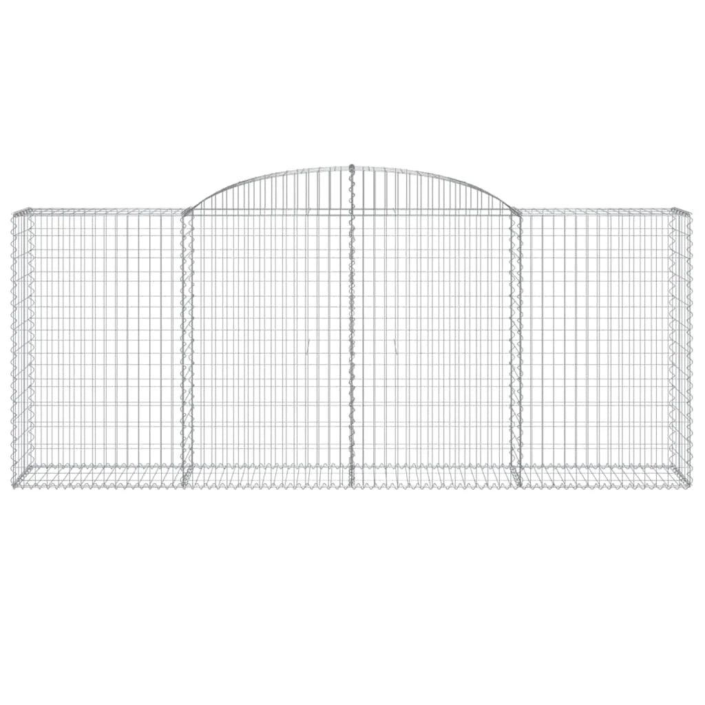 Cestini gabbioni recinzione a gabbia muro di contenimento ad arco 3 pezzi 300 x 50 x 120/140 cm ferro zincato argento 02_0040771