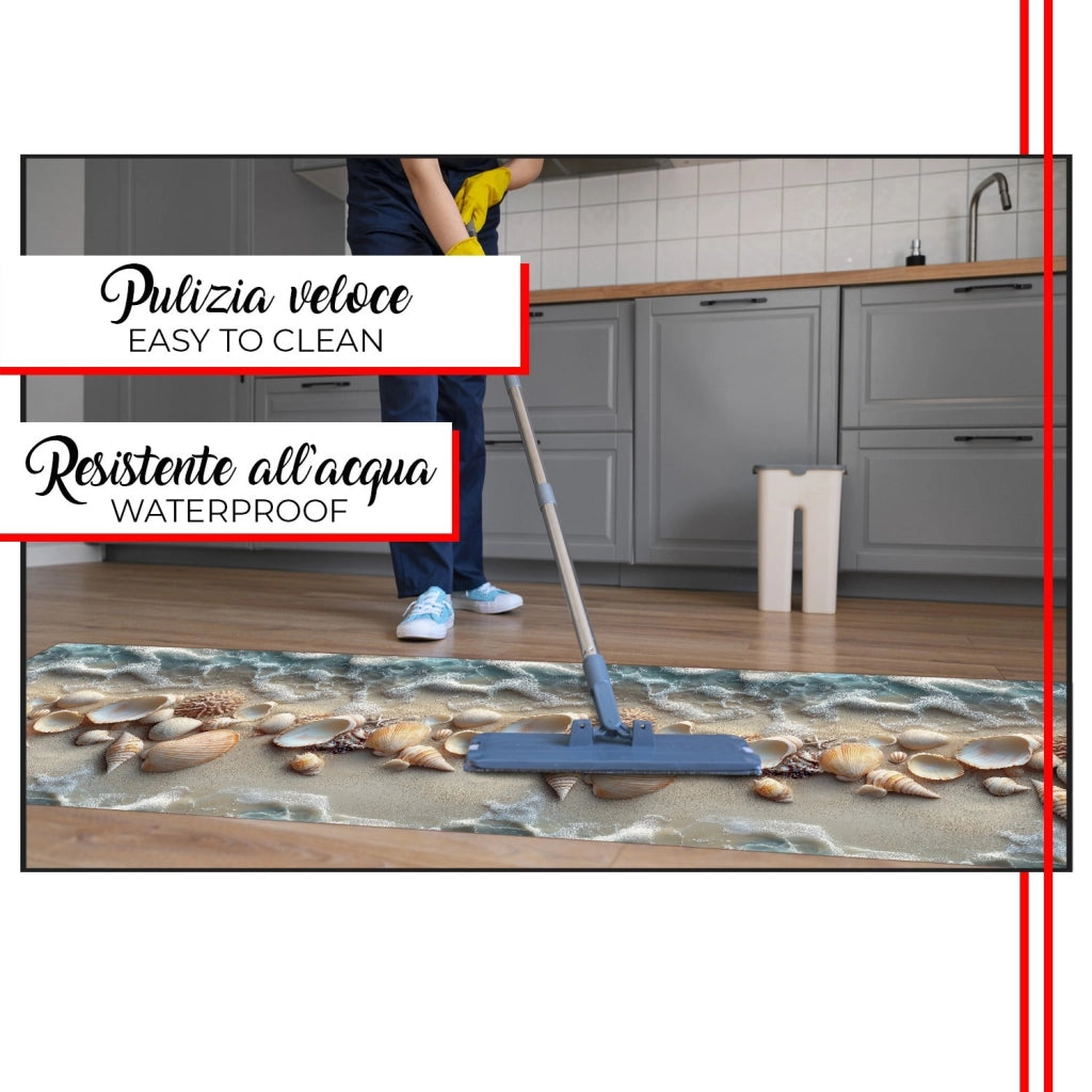 Tappeto Cucina Pvc 51x120 cm Morbido Passatoia Antimacchia Gomma Antiscivolo Flessibile Spiaggia