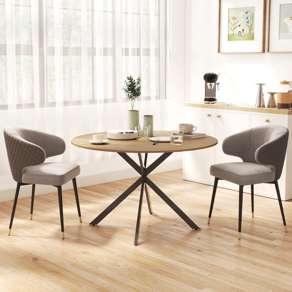 Tavolo da pranzo rotondo allungabile per 4 persone ¨C zephmum ¨C effetto legno quercia/acciaio antracite 120 cm
