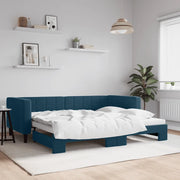Divano Letto con Letto Estraibile Blu 90x200 cm in Velluto 3196690