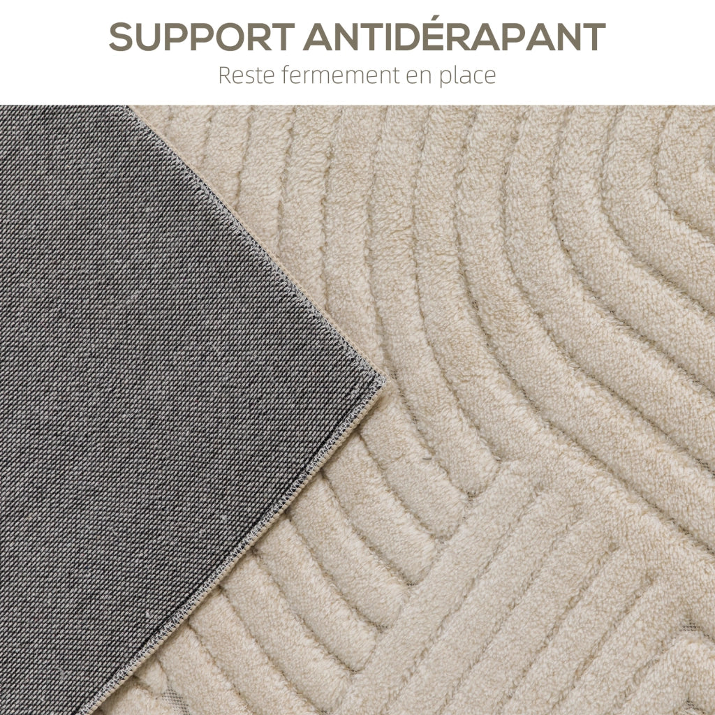 Tappeto Soggiorno Geometrico ¨C Xylo ¨C 230x160 cm Pelo Lungo Antiscivolo Crema