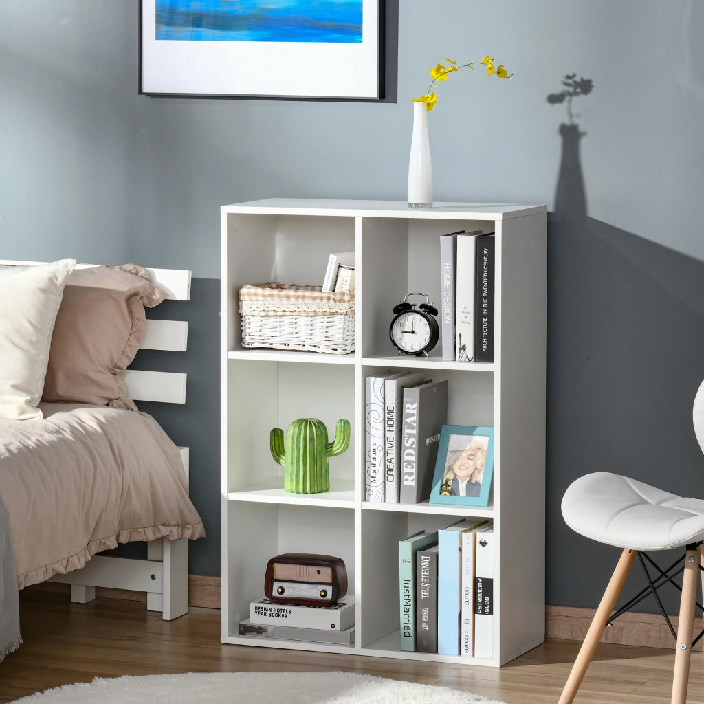 Libreria 3 Livelli 6 Cubi in Legno ¨C Minimal ¨C 65.5x30x97.5 cm Bianco