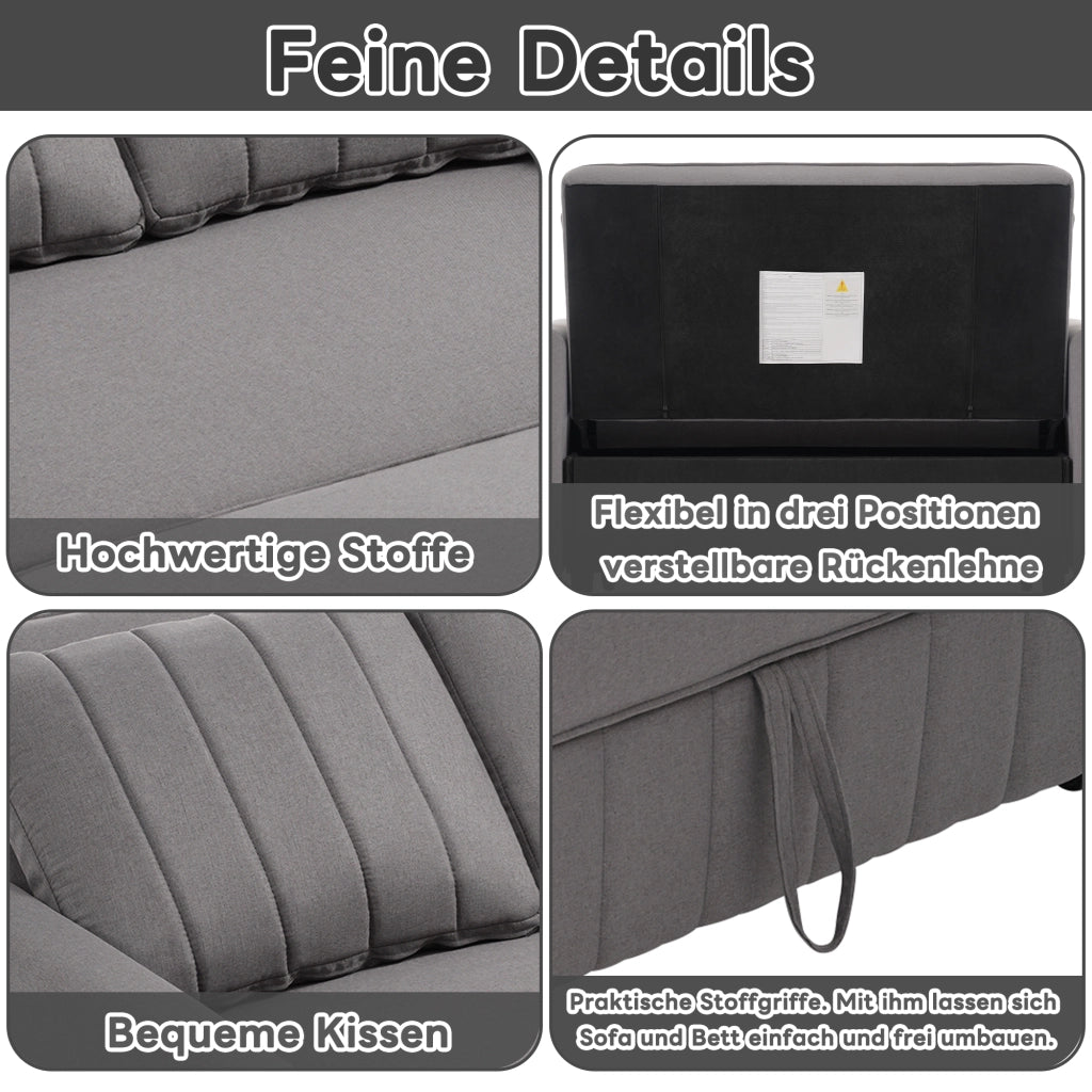 DIVANO LETTO pieghevole 127x180 cm Grigio Antico con 2 cuscini