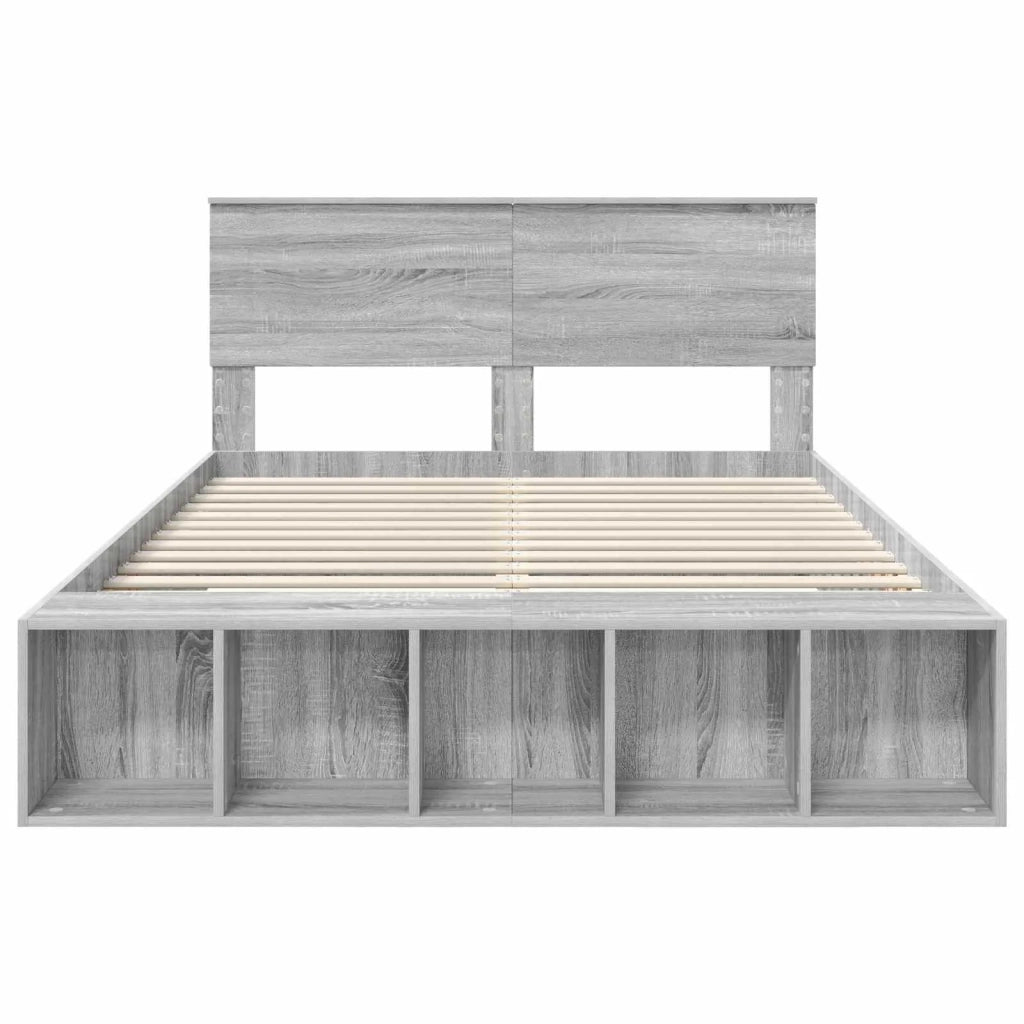 Struttura del letto con lo scaffale Grigio Sonoma 150 x 200 cm 3408359