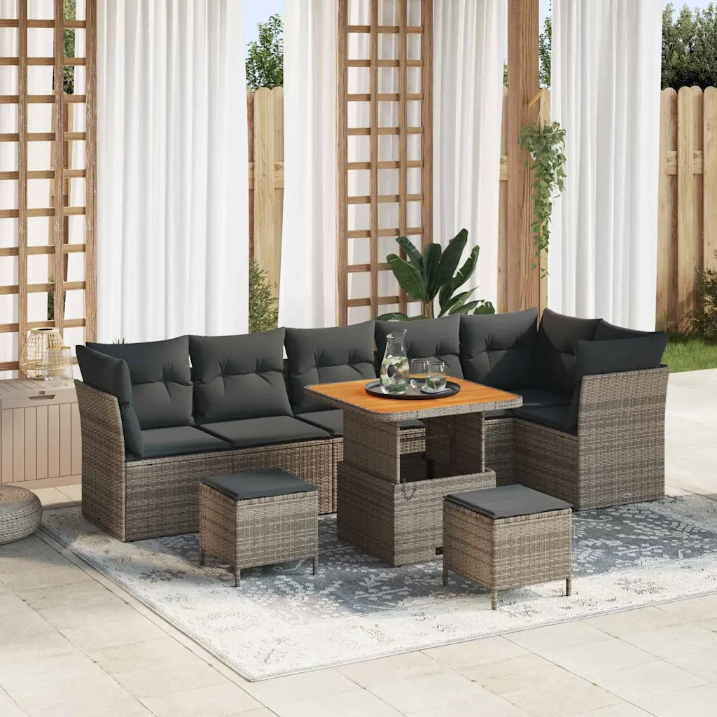 Set Divano da Giardino con cuscino 9 pcs Grigio 3363453